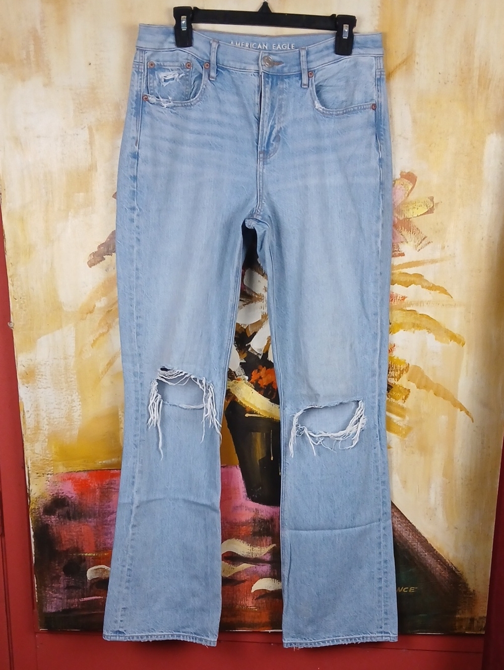 American Eagle Outfitters Light Wash Distressed Flare Jeans